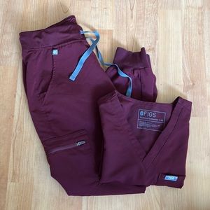 Figs scrubs maroon set XS